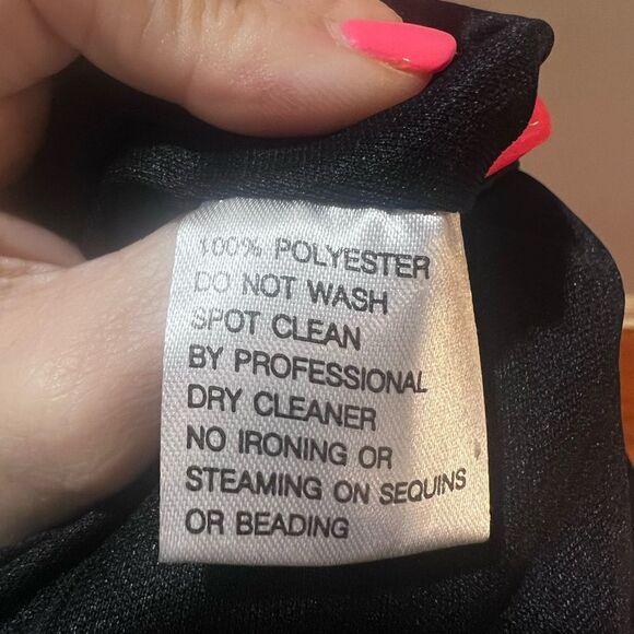 NWT Ieena for Mac Duggal Black Satin Lapel Puff Sleeve Tea Length Dress size 14 - Picture 7 of 16